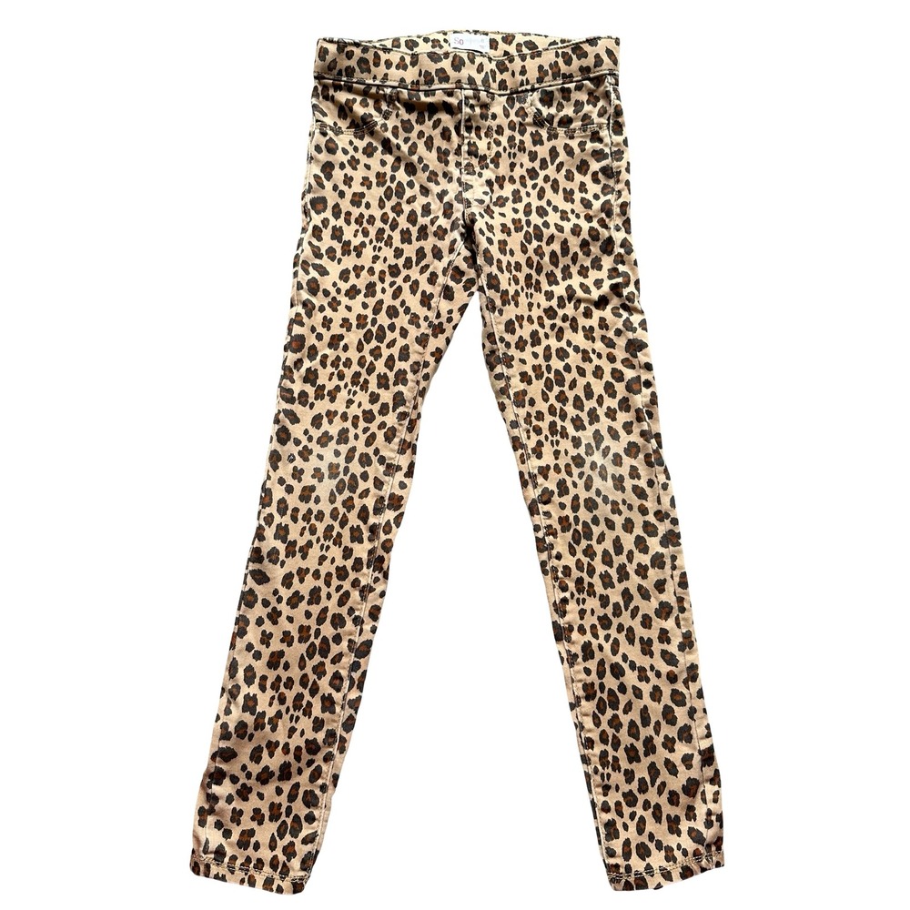 SO Straight Legs Pants Size 8 Brown Leopard Print Elastic Waist Pullon